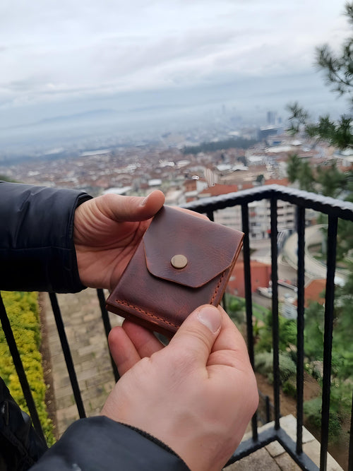 Handmade Genuine Leather Cash Wallet For Men - Minimalist Front Pocket Wallet - Personalized Anniversary Gift For Him - Full Grain Leather