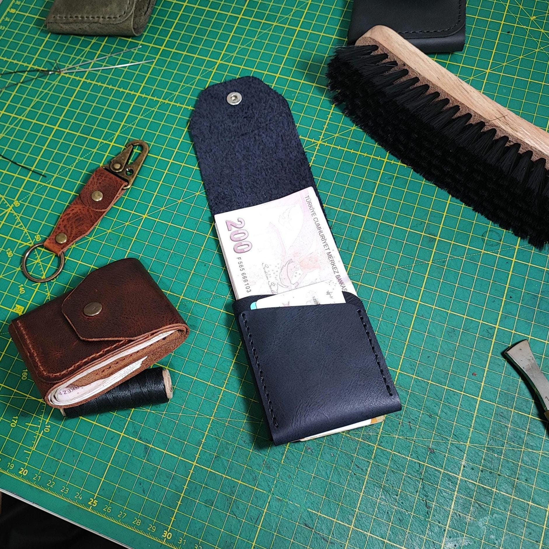 Handmade Genuine Leather Cash Wallet For Men - Minimalist Front Pocket Wallet - Personalized Anniversary Gift For Him - Full Grain Leather