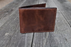 Slim Bifold Wallet Full Grain Pull-up Leather Hand-stitched Leather Wallet