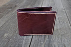 Slim Bifold Wallet Full Grain Pull-up Leather Hand-stitched Leather Wallet