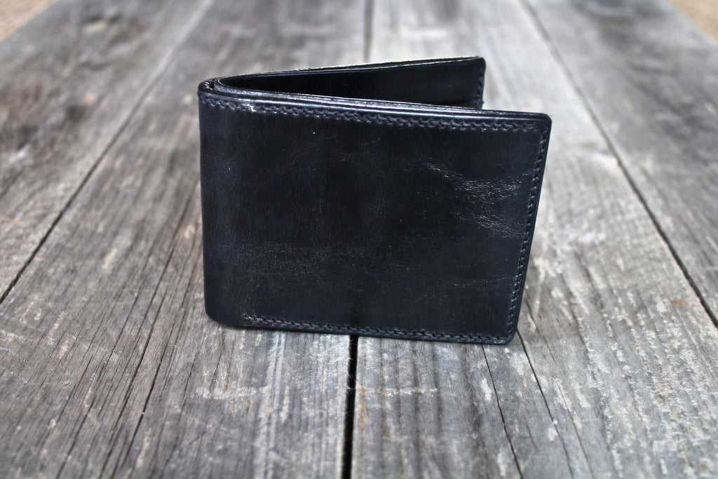 Slim Bifold Wallet Full Grain Pull-up Leather Hand-stitched Leather Wallet