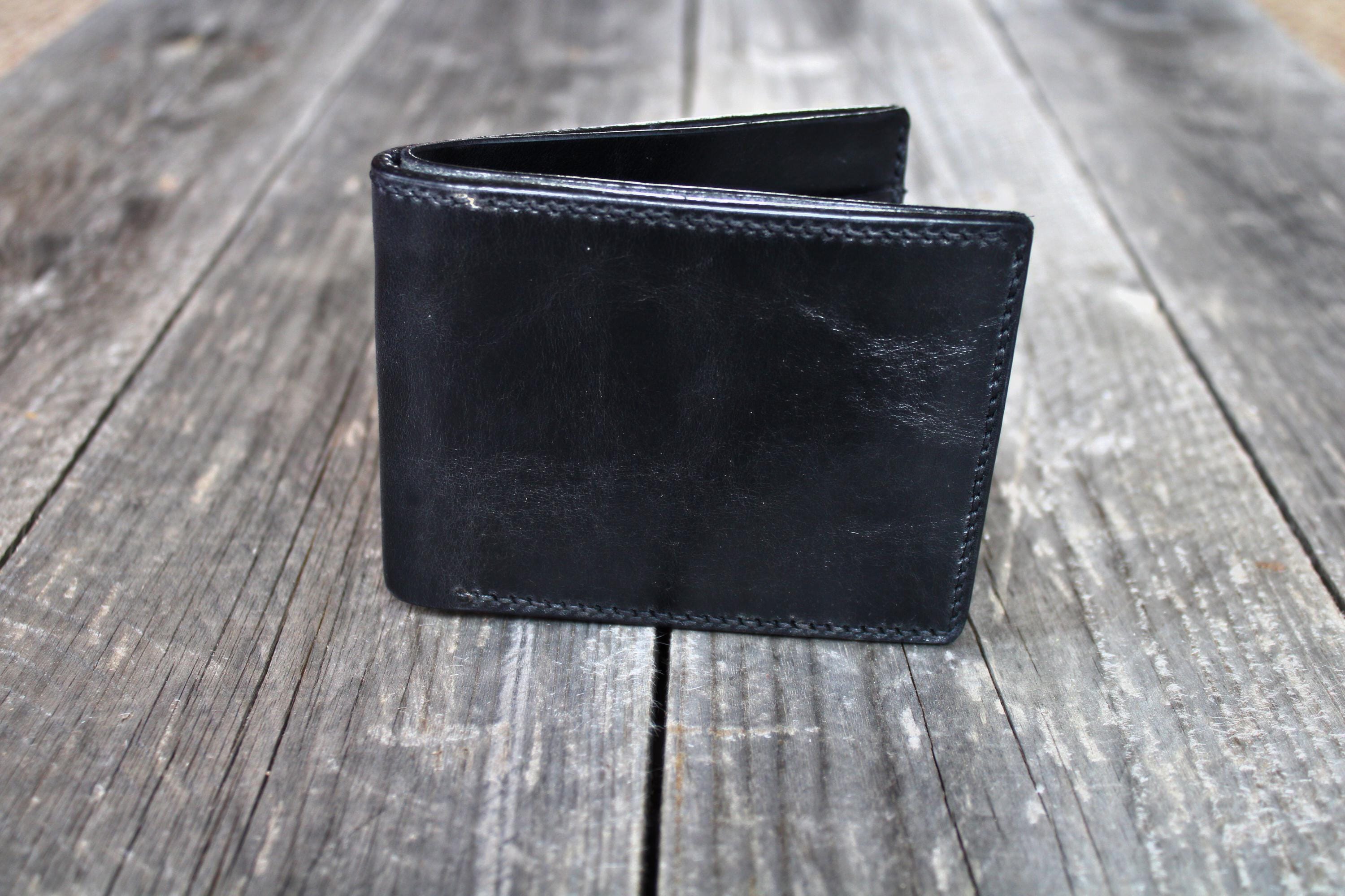 Slim Bifold Wallet Full Grain Pull-up Leather Hand-stitched Leather Wallet