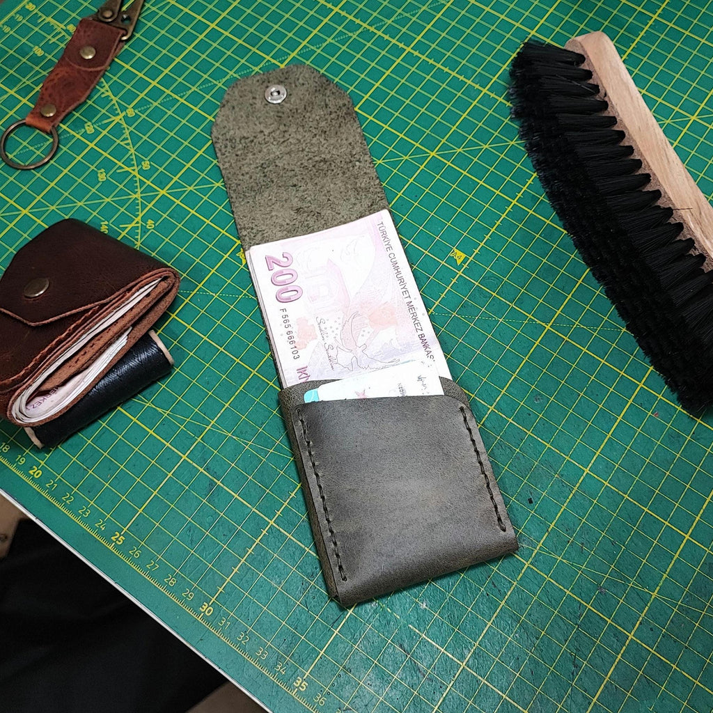 Handmade Genuine Leather Cash Wallet For Men - Minimalist Front Pocket Wallet - Personalized Anniversary Gift For Him - Full Grain Leather