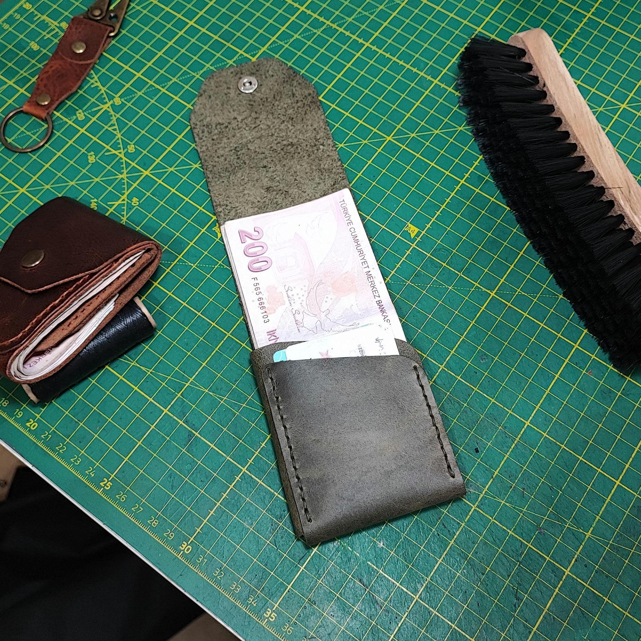 Handmade Genuine Leather Cash Wallet For Men - Minimalist Front Pocket Wallet - Personalized Anniversary Gift For Him - Full Grain Leather